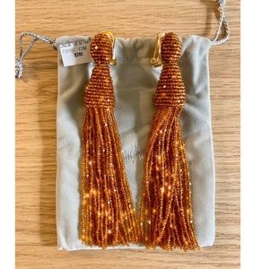 NWT! Oscar de la Renta Long Beaded Tassel Earrings